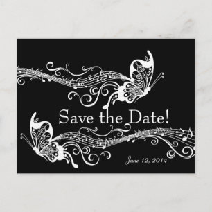Zwarte Musical Vlinders Save The Date Aankondigingskaart