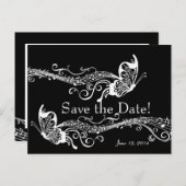 Zwarte Musical Vlinders Save The Date Aankondigingskaart (Voorkant / Achterkant)