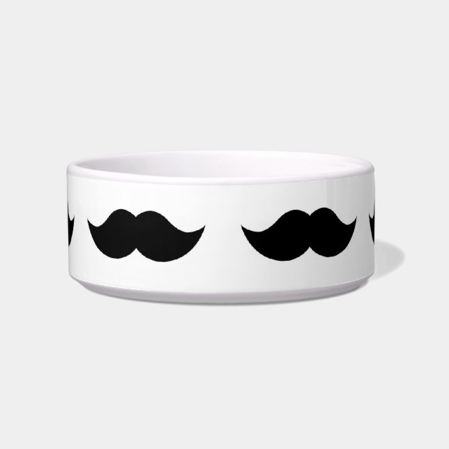 Zwarte Mustache Achtergrond Voerbakje (Voorkant)