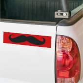Zwarte Mustache met rode achtergrond Bumpersticker (Op Truck)