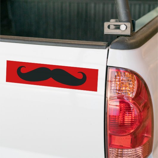 Zwarte Mustache met rode achtergrond Bumpersticker (Op Truck)