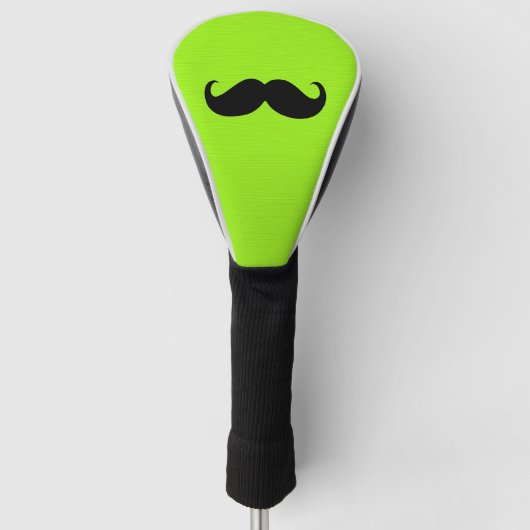 Zwarte Mustache op groene achtergrond Golfheadcover (Voorkant)