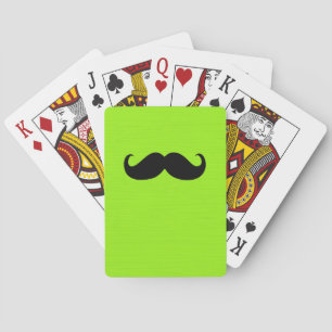 Zwarte Mustache op groene achtergrond Pokerkaarten