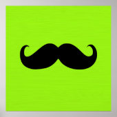 Zwarte Mustache op groene achtergrond Poster (Voorkant)