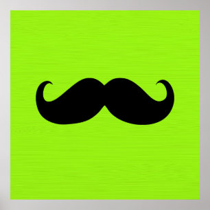 Zwarte Mustache op groene achtergrond Poster