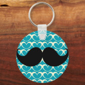 Zwarte Mustache op Retro-achtergrond van 70 s Sleutelhanger (Voorkant)