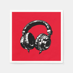 Zwarte muziek koptelefoon dans DJ verjaardagsfeest Servet