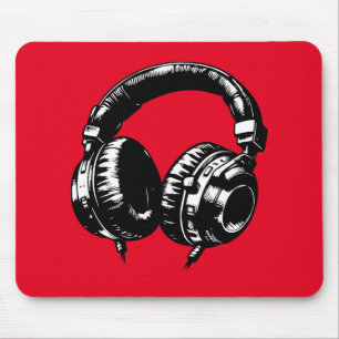 Zwarte muziek koptelefoon DJ  Muismat