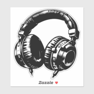 Zwarte muziek koptelefoons dansen DJ verjaardagsfe Sticker