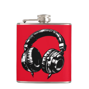 Zwarte muziek koptelefoons DJ  Heupfles
