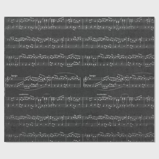 Zwarte Muziek Note Sheet Muziek Song Piano Musical Cadeaupapier (Vlak)