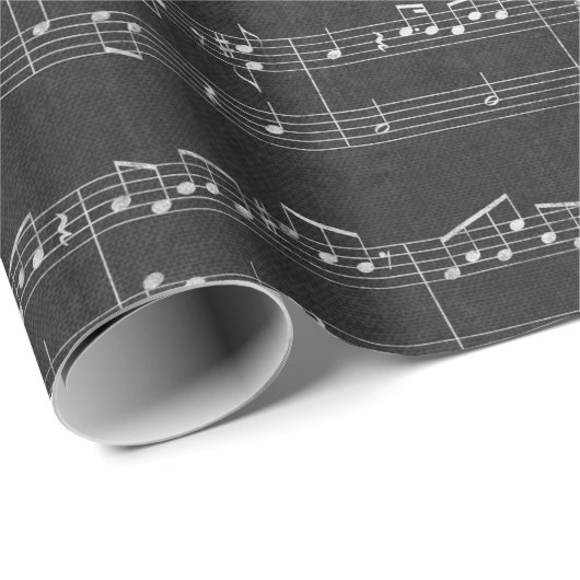 Zwarte Muziek Note Sheet Muziek Song Piano Musical Cadeaupapier (Rol Hoek)