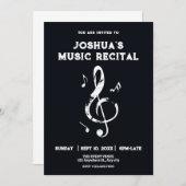 Zwarte muziek recital kaart (Voorkant / Achterkant)