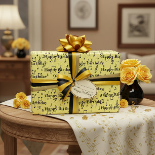 Zwarte Muziekgeluiden Verjaardagslied Cadeaupapier