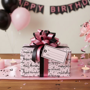 Zwarte Muziekgeluiden Verjaardagslied Cadeaupapier