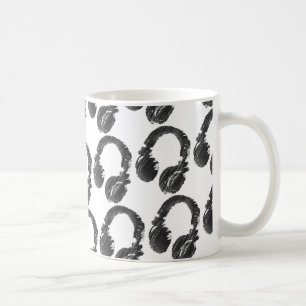 zwarte muziekhoofdtelefoon koffiemok