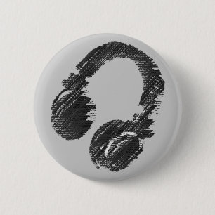 zwarte muziekhoofdtelefoon ronde button 5,7 cm
