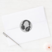 zwarte muziekhoofdtelefoon ronde sticker (Envelop)