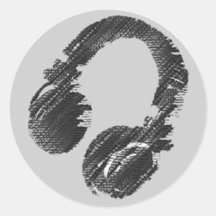 zwarte muziekhoofdtelefoon ronde sticker