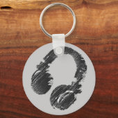 zwarte muziekhoofdtelefoon sleutelhanger (Voorkant)