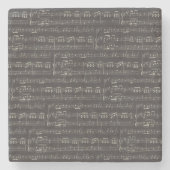 zwarte muzieknoot Pattern Musicus Stenen Onderzetter (Voorkant)