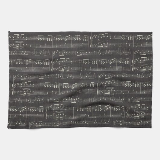  zwarte muzieknoot Pattern Musicus Theedoek (Horizontaal)