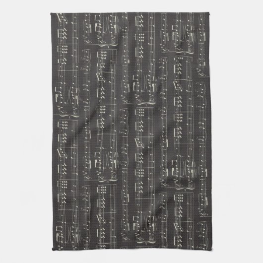  zwarte muzieknoot Pattern Musicus Theedoek (Verticaal)