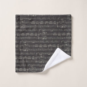 zwarte muzieknoot Pattern Musicus Washandje