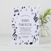 Zwarte Muzieknoot Piano Recital Kaart (Staand voorkant)