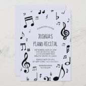 Zwarte Muzieknoot Piano Recital Kaart (Voorkant / Achterkant)