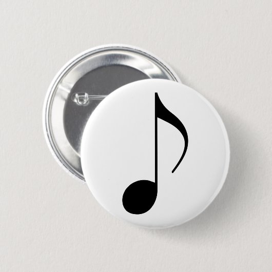 zwarte muzieknoot ronde button 5,7 cm (Voorkant /achterkant)