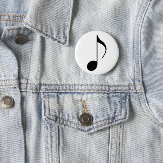 zwarte muzieknoot ronde button 5,7 cm (In situ)