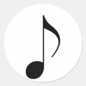 zwarte muzieknoot ronde sticker (Voorkant)
