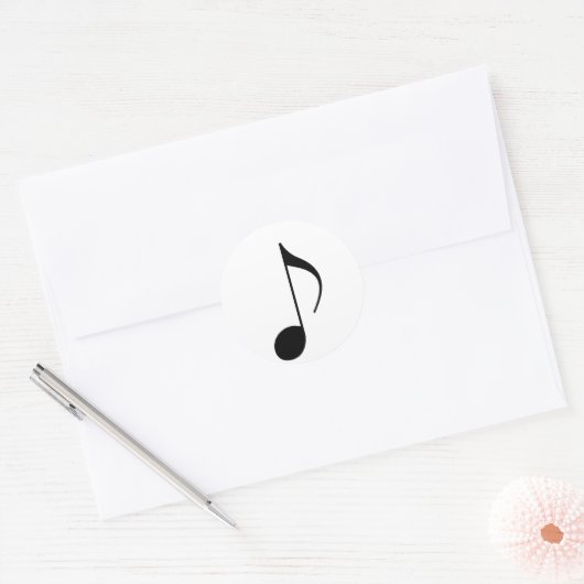 zwarte muzieknoot ronde sticker (Envelop)