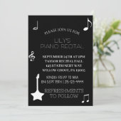 Zwarte Muzieknote Piano Recital Uitnodiging (Staand voorkant)