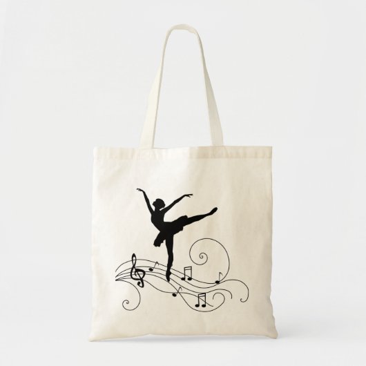 Zwarte Muzieknoten en Ballerina Tote Bag (Voorkant)