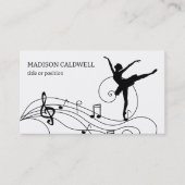 Zwarte Muzieknoten en Ballerina Visitekaartje (Voorkant)