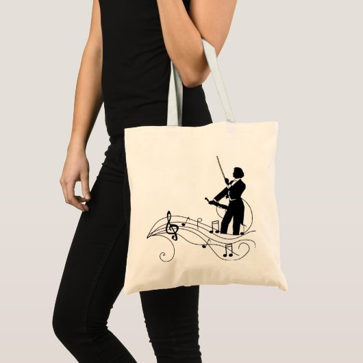 Zwarte Muzieknoten en gewelddadige Canvas tas (Voorkant (product))