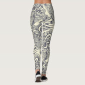 Zwarte Muzieknoten en symbolen op Leggings (Achterkant)