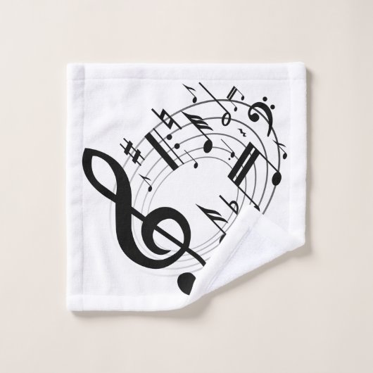 Zwarte Muzieknoten in de ovale vorm Bad Handdoek (Wasdoekje)