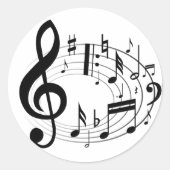 Zwarte muzieknoten in ovale vorm ronde sticker (Voorkant)