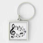Zwarte muzieknoten in ovale vorm sleutelhanger (Voorkant)