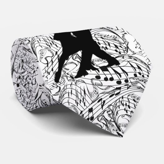 ZWARTE MUZIEKNOTEN MET DANCTERENDE STROPDAS (Opgerold)