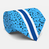 Zwarte Muzieknoten op BLUE Stropdas (Opgerold)