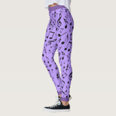 Zwarte Muzieknoten op Paars (of uw kolf) Leggings (Links)