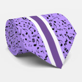 Zwarte Muzieknoten op PAARS Stropdas (Opgerold)