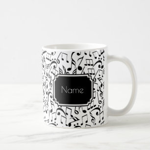 Zwarte Muzieknoten op White Personalized Mug Koffiemok