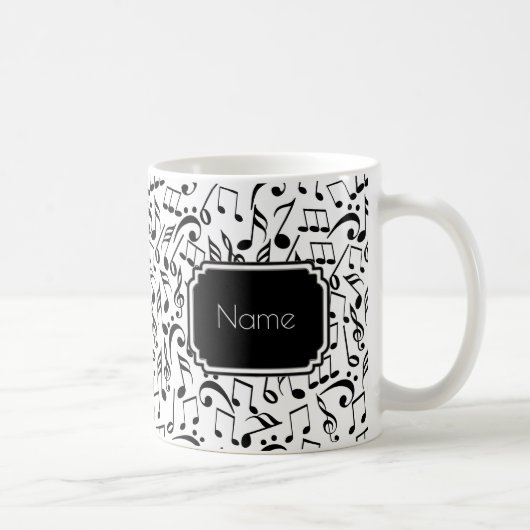 Zwarte Muzieknoten op White Personalized Mug Koffiemok (Rechts)