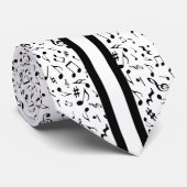 Zwarte Muzieknoten op WHITE Stropdas (Opgerold)