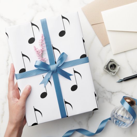 Zwarte Muzieknoten op wit Cadeaupapier (Geschenken)